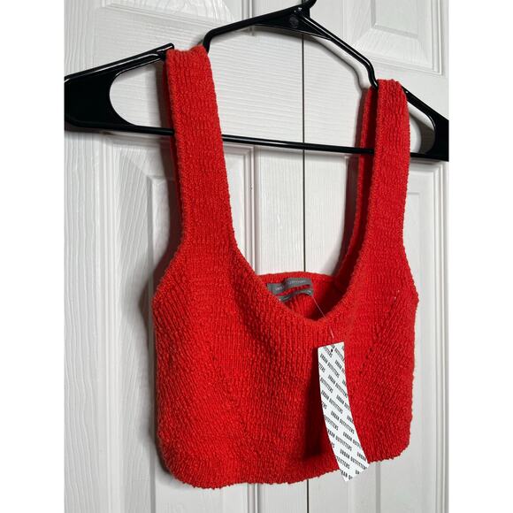 NEW Urban Outfitters Red Orange Knit Crochet Stretchy Crop Top Tank Size Small - Picture 3 of 9